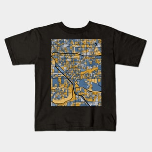 Modesto Map Pattern in Blue & Gold Kids T-Shirt